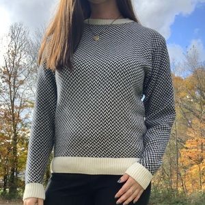 J Crew Navy and White Vintage Sweater